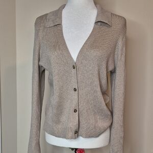 Marled Light Tan Cardigan Sweater